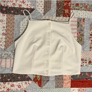 H&M Off White High Neck Button Up Tank - size M